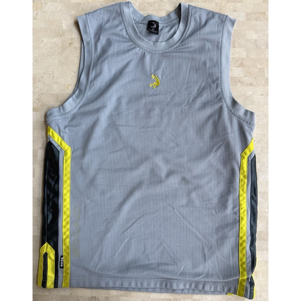 Y2K Vintage Shaq Brand Men's M‎ Tank Jersey V Gray Yellow Basketball SO32